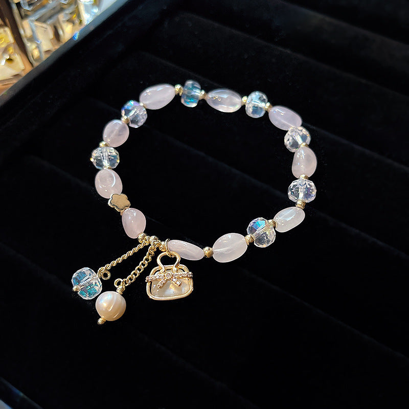 Low-key luxury Sachet Natural powder Crystal Beads Bracelet -S193G