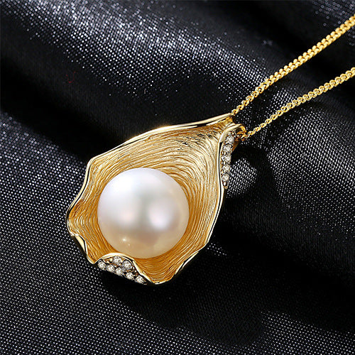 High-end luxury 18k gold and diamond S925 sterling silver freshwater pearl necklace-FN0018