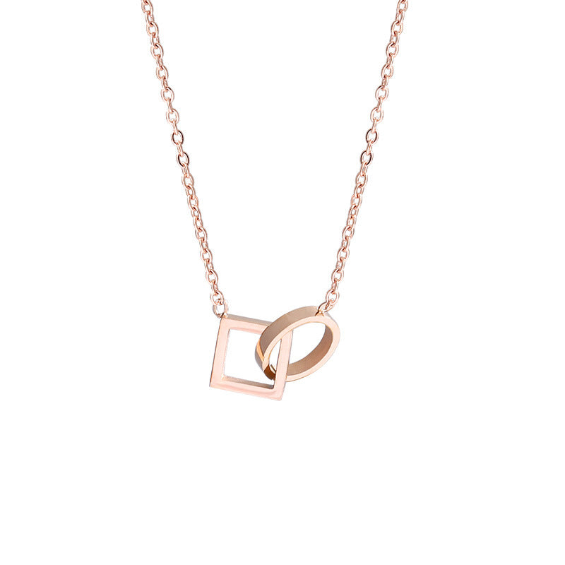 Rose about double ring light luxury high sense necklace -X018T