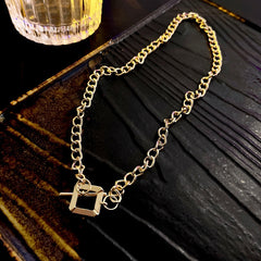 Hip hop Style square buckle necklace -X431G