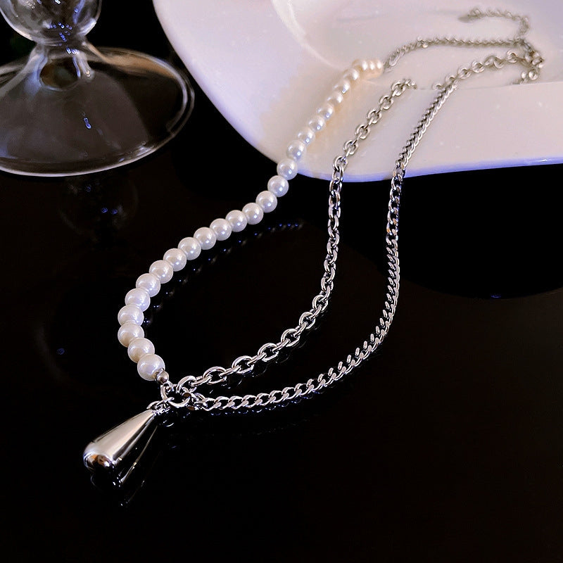 Pearl Chain Asymmetrical necklace -X724S